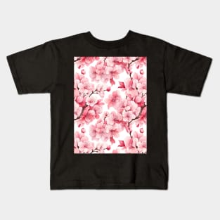 Pink Sakura Cherry Blossom Pattern Kids T-Shirt